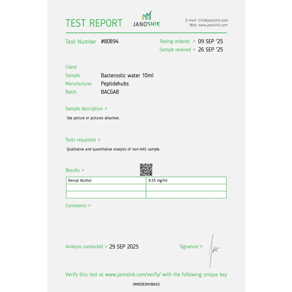 Bacteriostatic Water Peptide Hubs